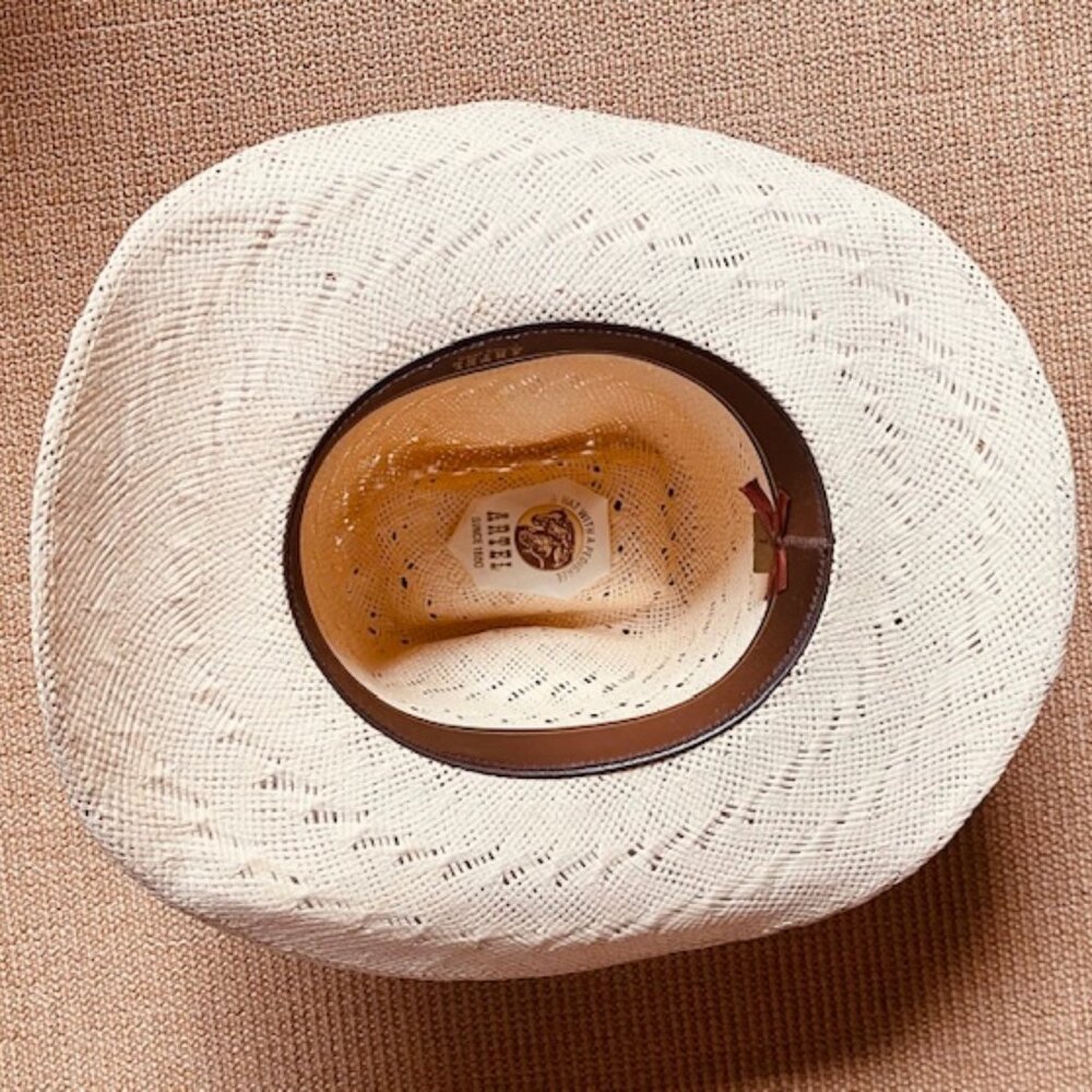 Vintage Men’s Size 7 Artel Tan Cowboy Hat with Brown Leather Band and Strips - Picture 7 of 7